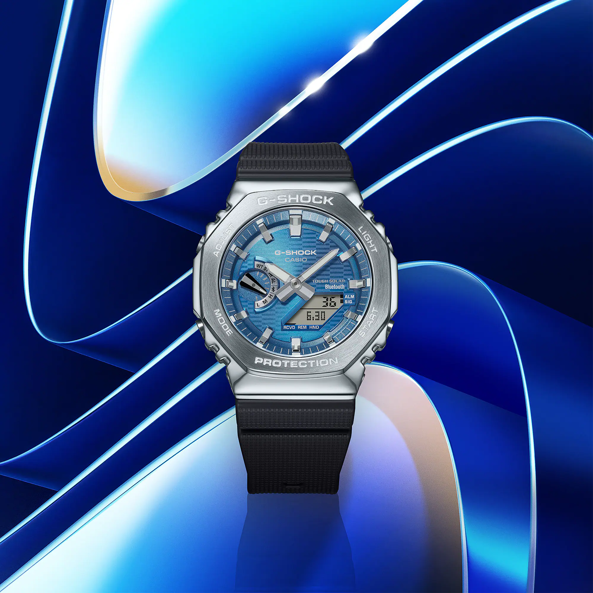 G-Shock G-Steel Protection Classic, silicone strap, solar, 44mm men's watch GBM-2100A-2BER
