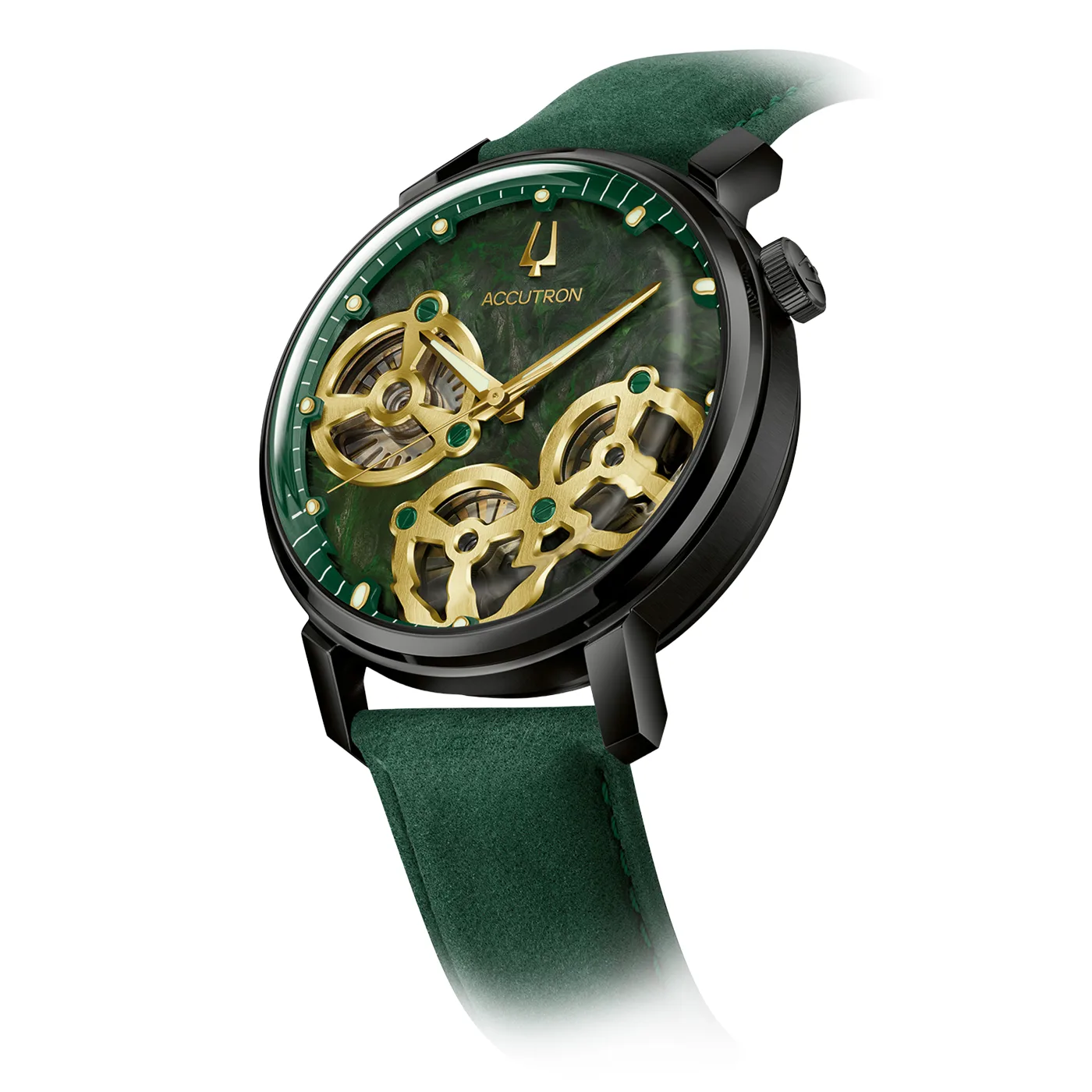 Bulova Accutron Spaceview Evolution Forged Carbon Green Mens Watch 28A210