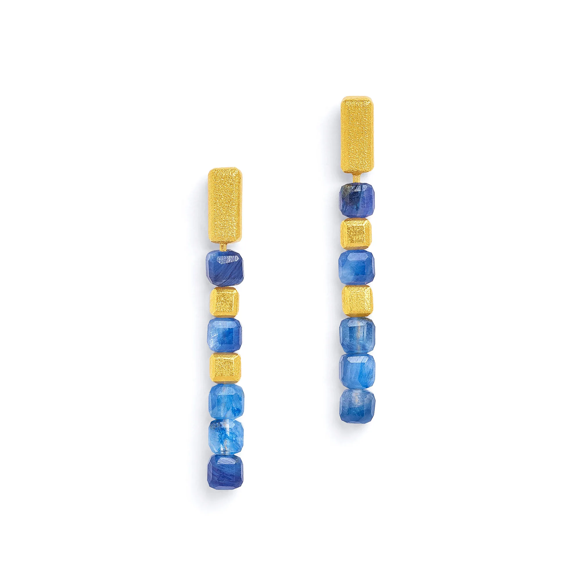 Bernd Wolf Cuseno earrings design line Cubes, kyanite, blue, gold 1510009796