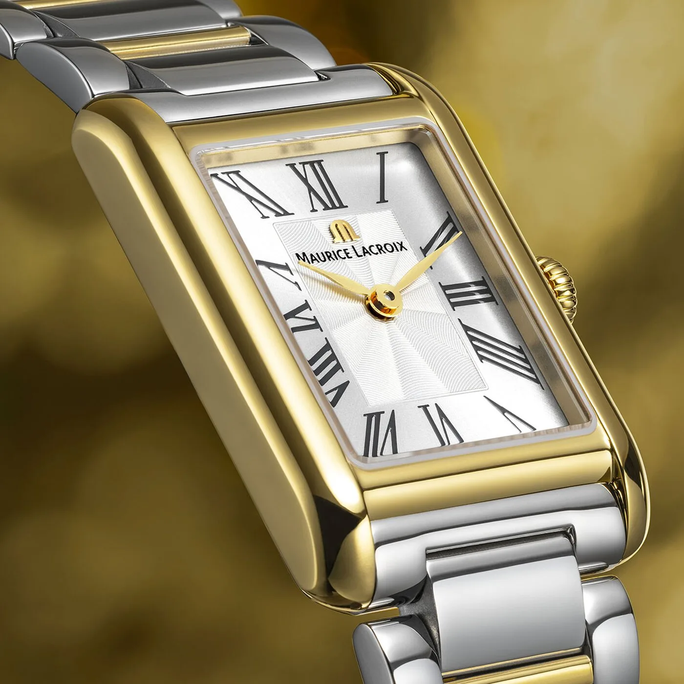 Maurice Lacroix Fiaba Square 24 x 34 mm Quartz yellow gold PVD bicolour bracelet Women's Watch FA1205-PVY02-110-A