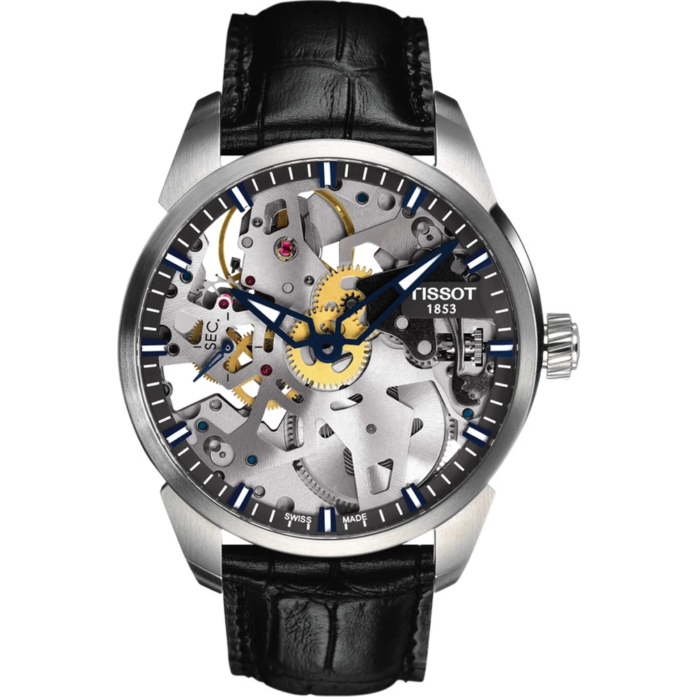Tissot T-Complication Squelette 43mm, Swiss hand-wound movement, mechanical movement, men's watch T070.405.16.411.00