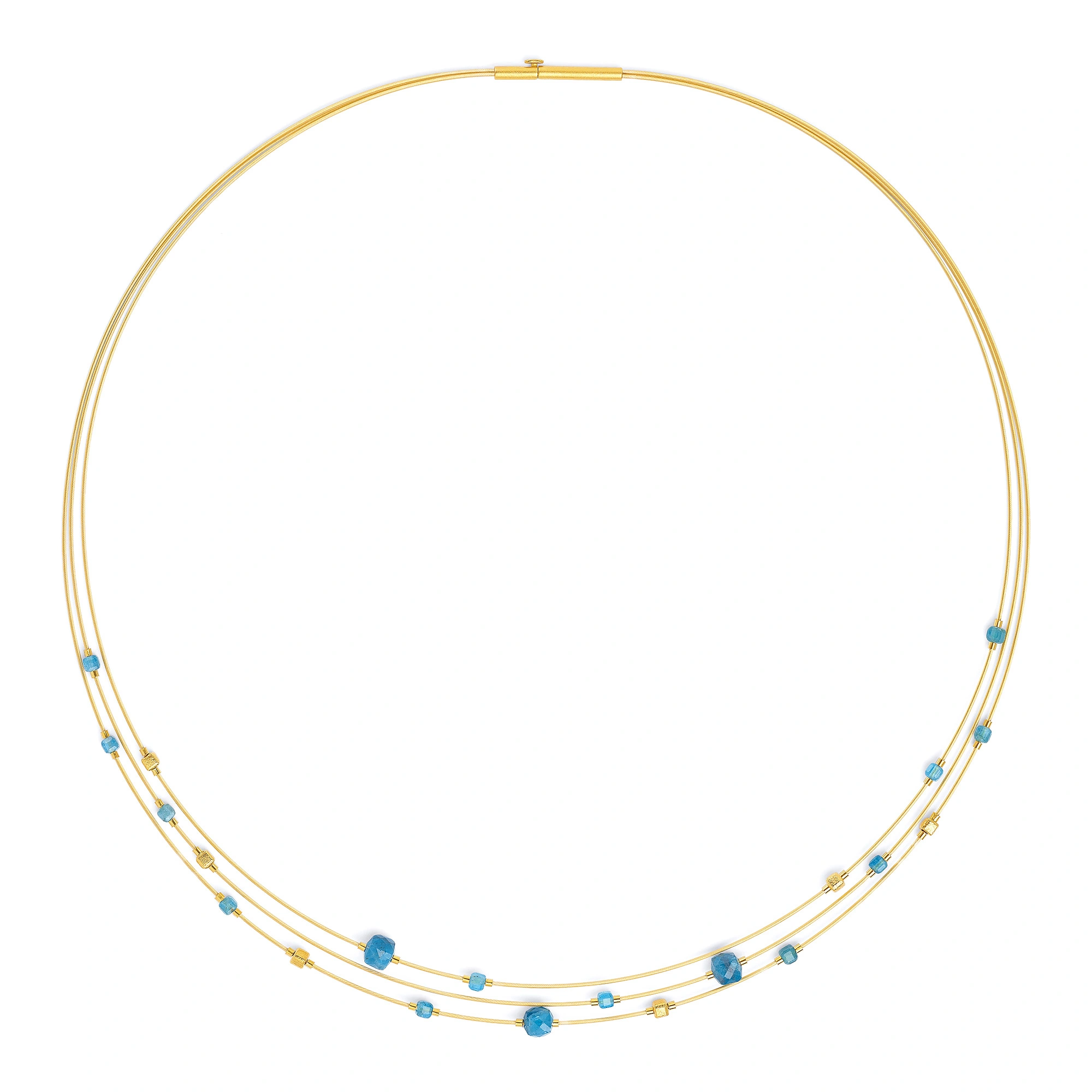 Bernd Wolf Cubetinos necklace, Cubes design line, apatite, 24-karat gold plated