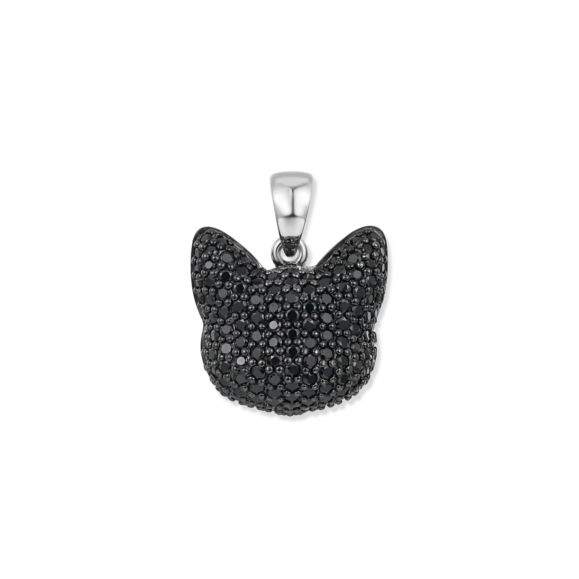 Kuro Cat Pendant, 925 Sterling Silver, Black