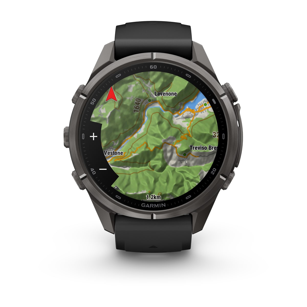 Garmin fēnix® 9 Pro inReach® - 43 mm AMOLED Sapphire Carbon Gray DLC Titanium with Black/Pebble Gray Silicone Band 010-04335-11
