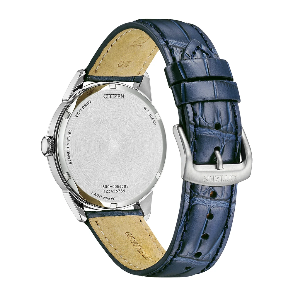 Citizen Eco-Drive Classic Day-Date Leather Blue, 40.5mm Men's Watch AW0151-00LC
