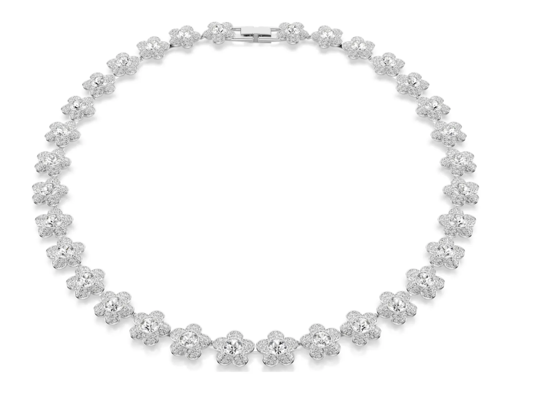 Swarovski Ariana Grande x Swarovski necklace, round cut, flower, white, rhodium plated