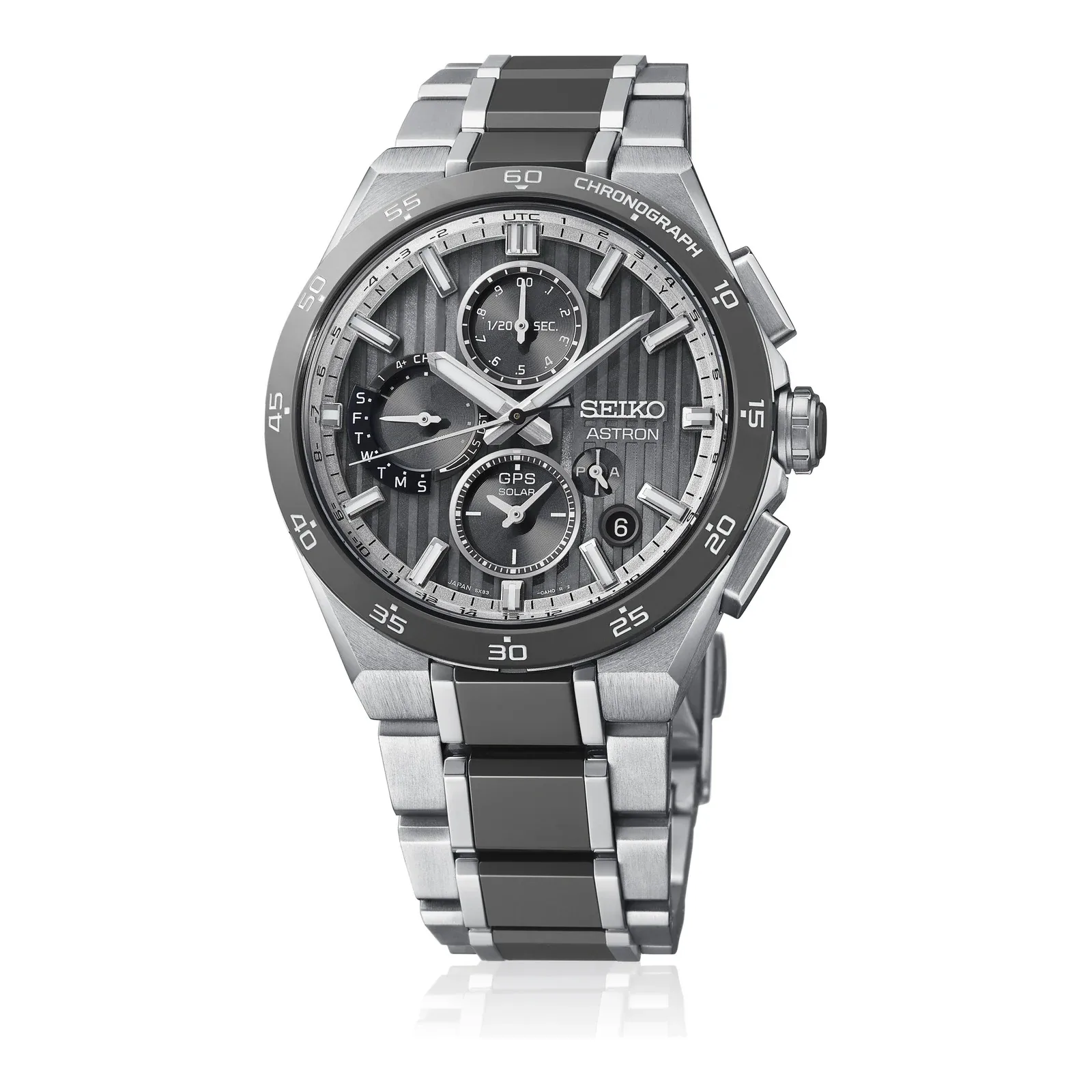 Seiko Astron GPS Solar Dual-Time Chronograph 43 mm Titanium Grey Mens Watch HAB007J1