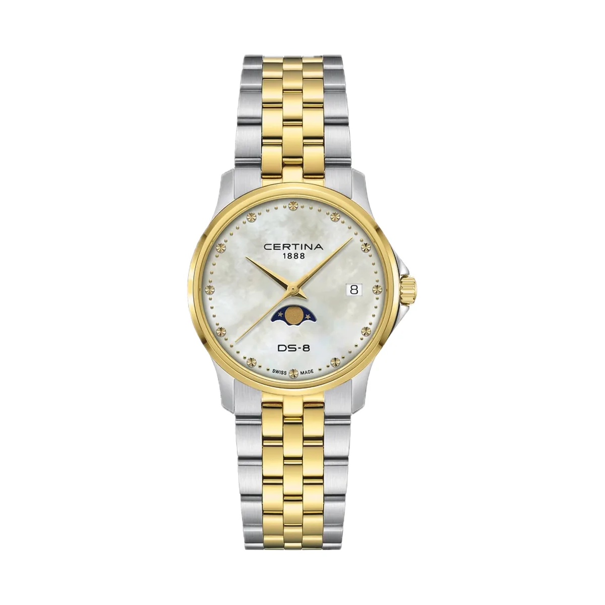 Certina DS-8 Moonphase Lady Quartz, Stainless Steel, Mother-of-Pearl Ladies' Watch C045.223.22.111.00