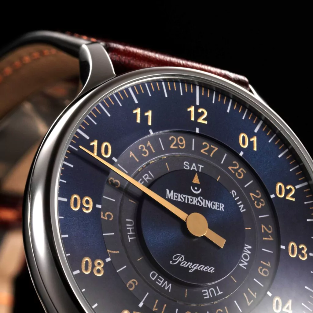 Meister Singer Pangaea Day Date, Automatic, Steel Blue with Gold Men's Watch PDD917G