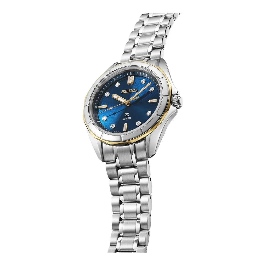 Seiko Prospex SEA Diver Quartz 34 mm Two Tone Blue Ladies Watch SUR620J1