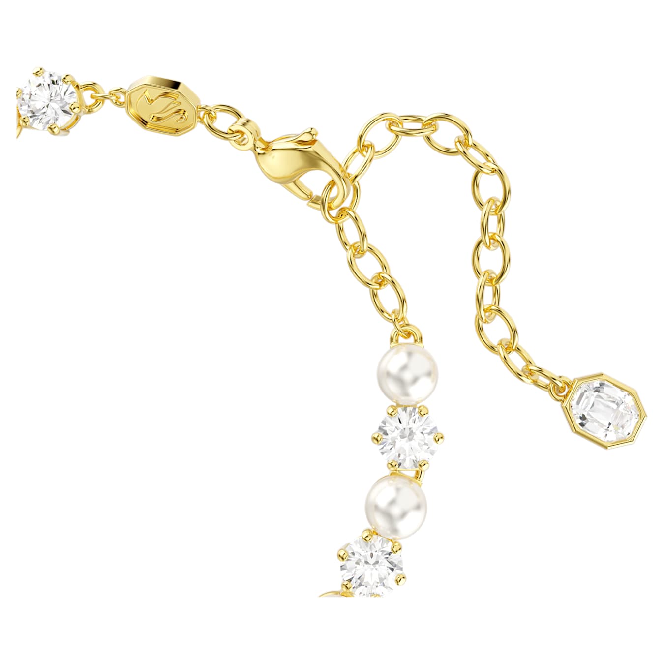 Swarovski Matrix Tennis Bracelet Crystal Bead, Round Cut, White, Gold Alloy Layer