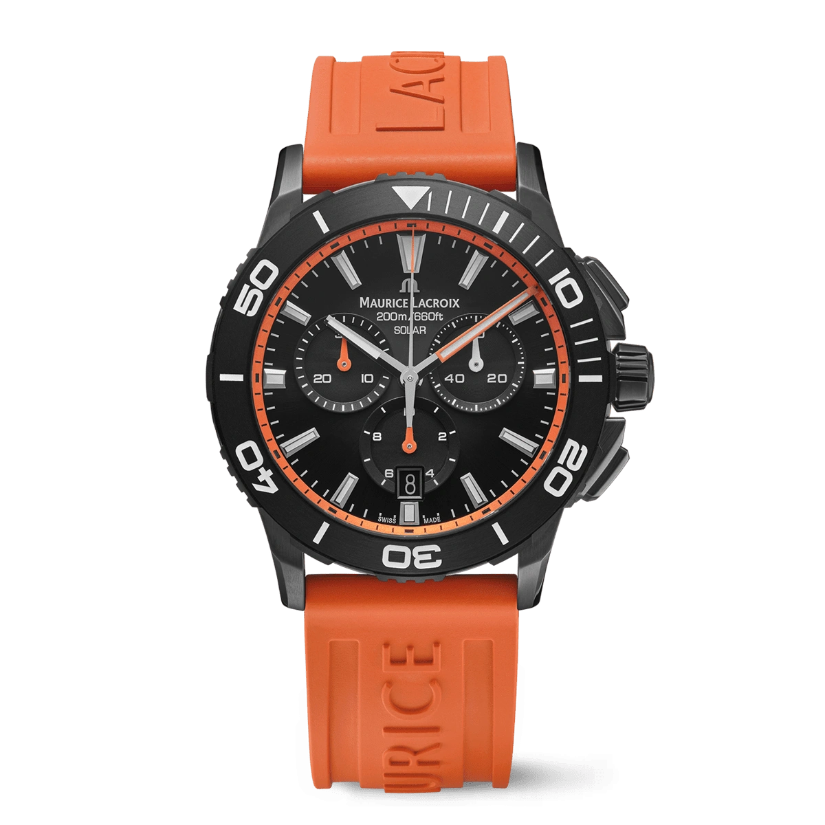 Maurice Lacroix PONTOS S SOLAR CHRONOGRAPH SPECIAL EDITION, 42 mm, Quartz, Rubber strap, Orange Men's watch PT1038-DLB00-330-6
