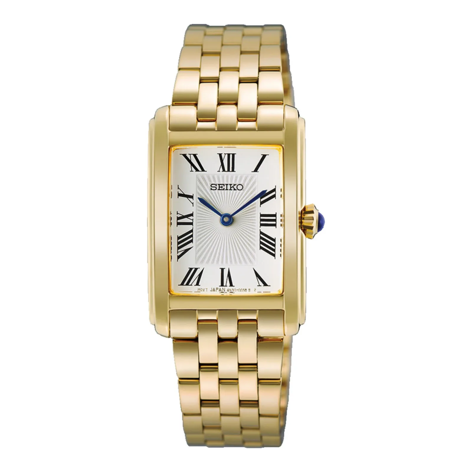 Seiko Classic Rectangular Quartz 22 mm Gold Tone White Ladies Watch HGG001P1