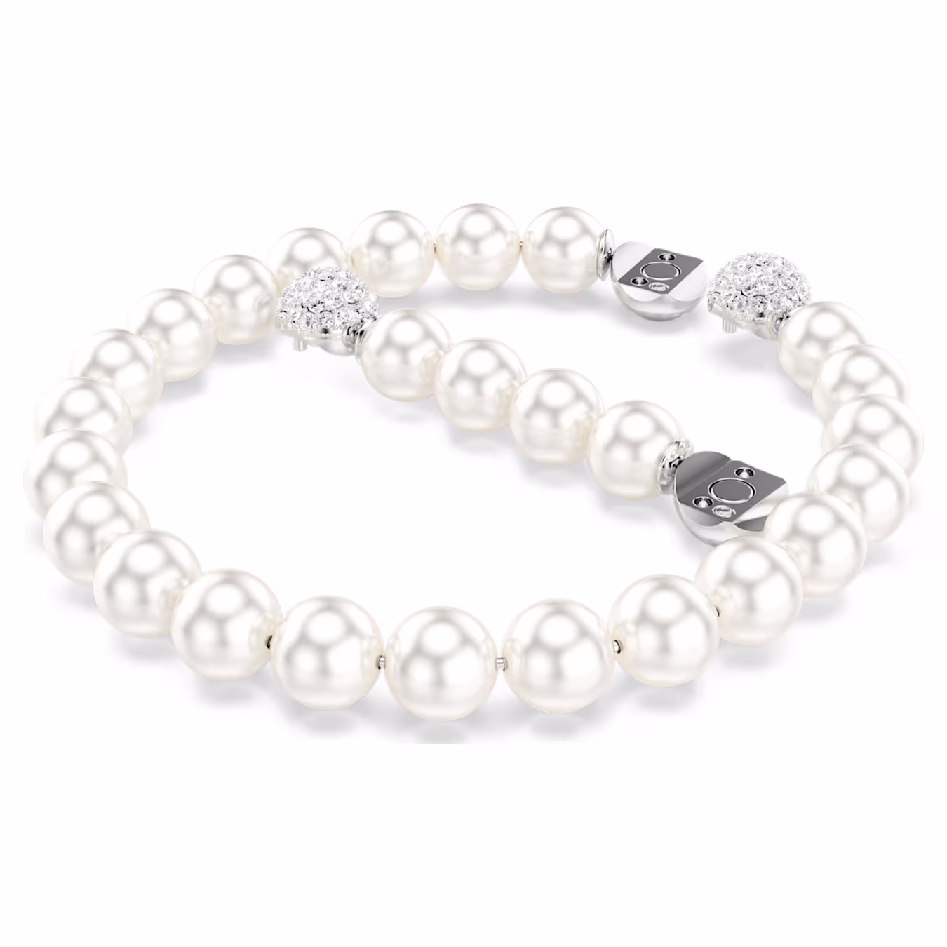 Swarovski Matrix Bracelet Crystal Bead, White, Rhodium Plated