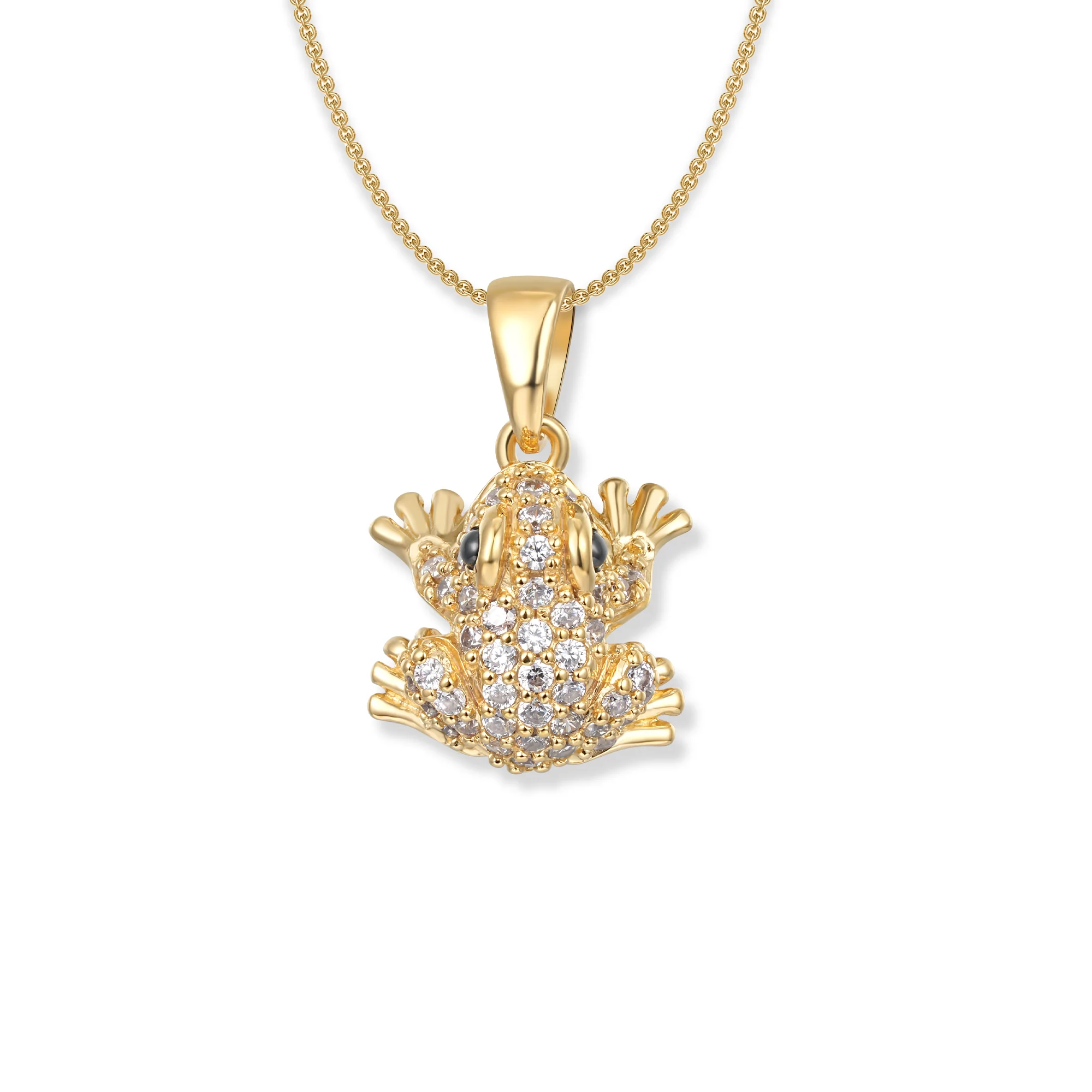 At the time, Lex Gold pendant frog necklace, pendant with radiant white cubic zirconia