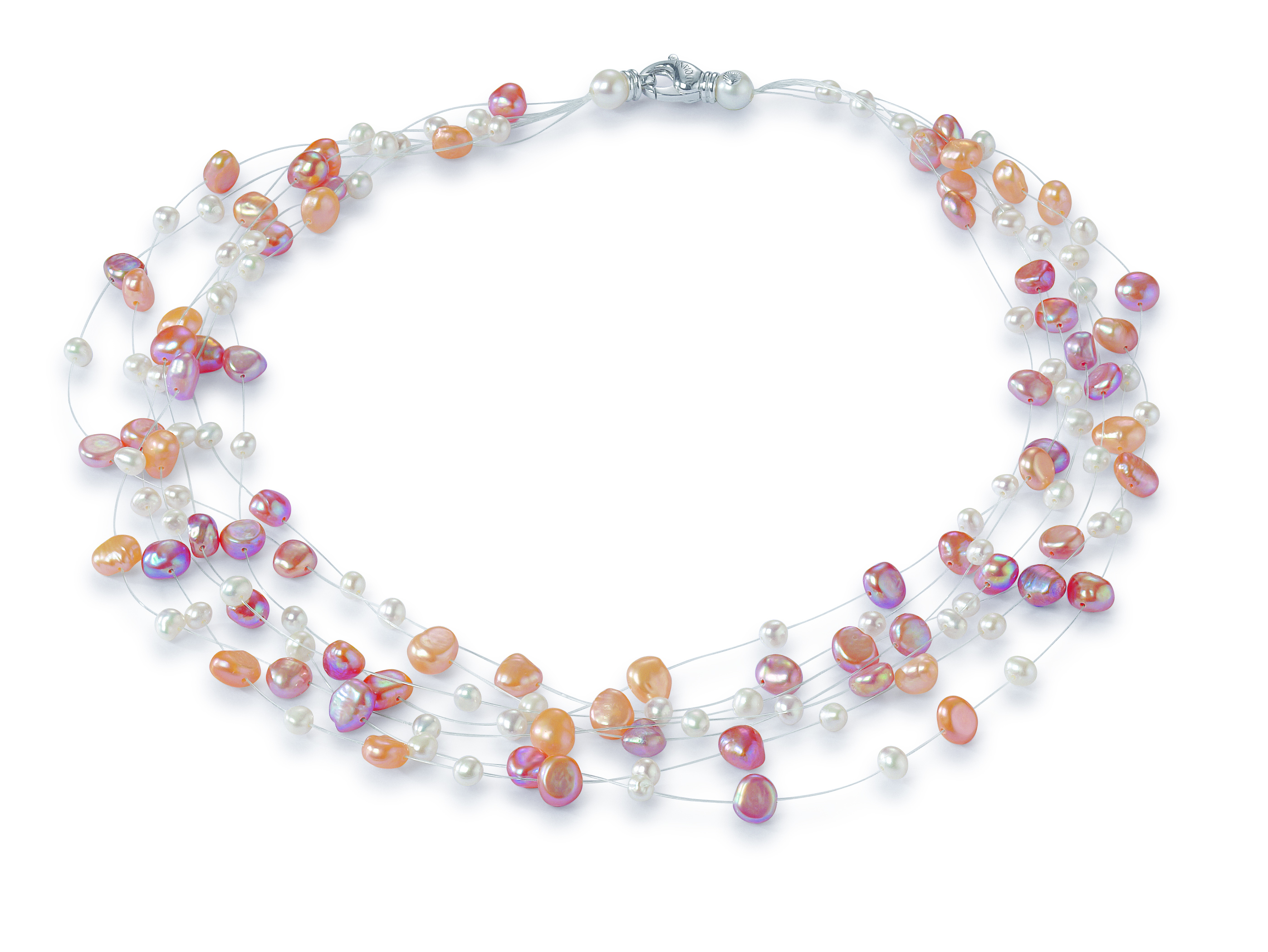 Adriana Multi-row necklace with freshwater pearls Baroque multiclolor V6