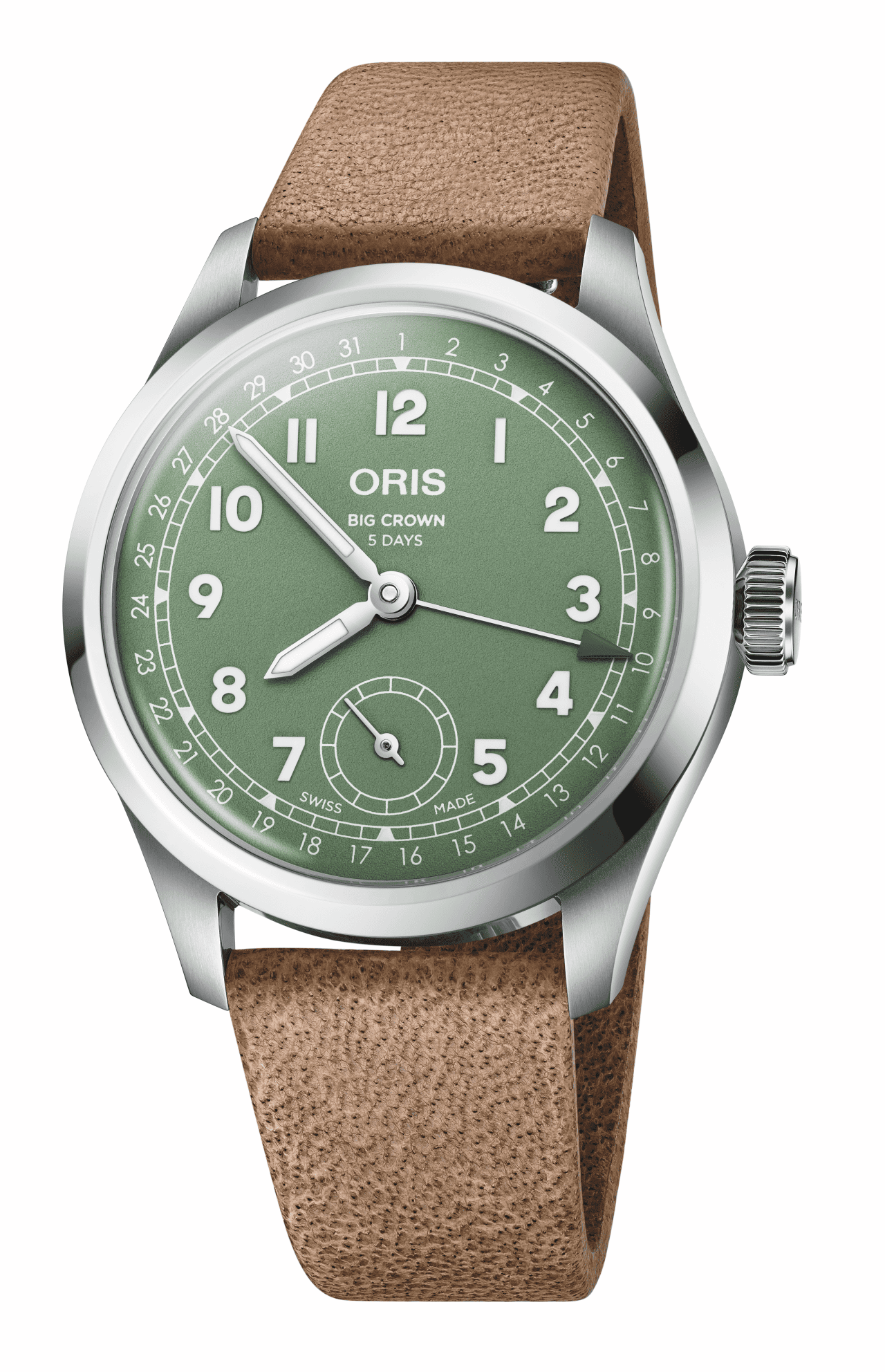 Oris Big Crown Pointer Date Calibre 403, 40mm, deerskin strap, green men's watch 01 403 7799 4067-07 6 ​​20 09FC