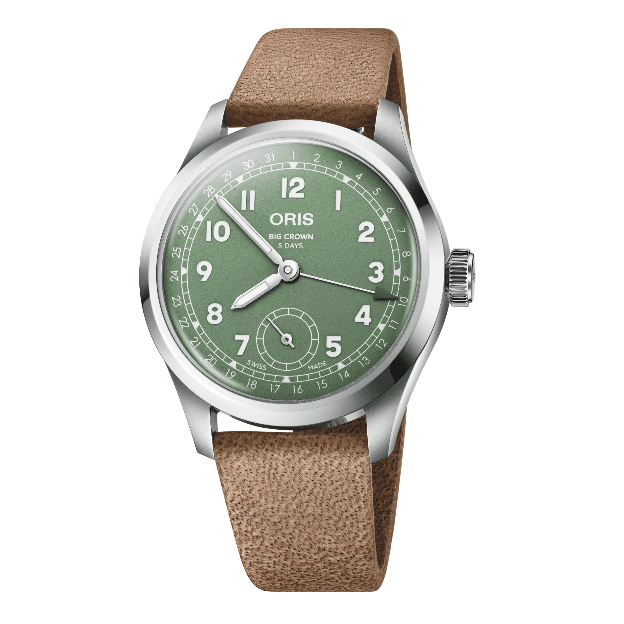 Oris Big Crown Pointer Date Calibre 403, 40mm, deerskin strap, green men's watch 01 403 7799 4067-07 6 ​​20 09FC