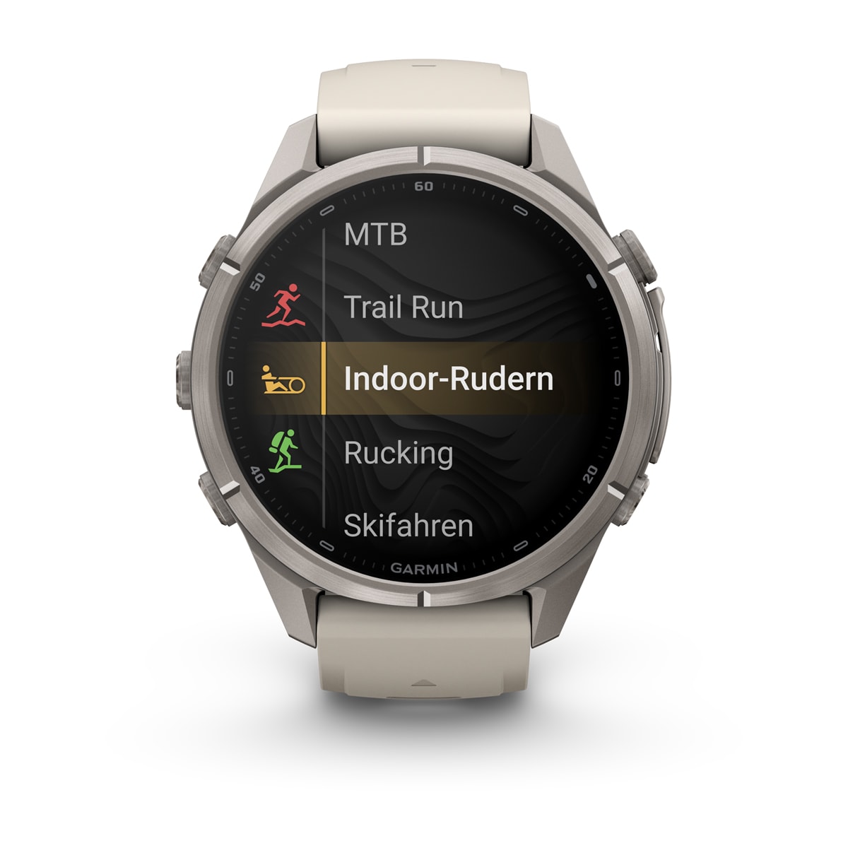 Garmin fēnix® 9 Pro inReach® - 43 mm AMOLED Sapphire Titanium with Fog Gray/Dark Sandstone Silicone Band 010-04335-81