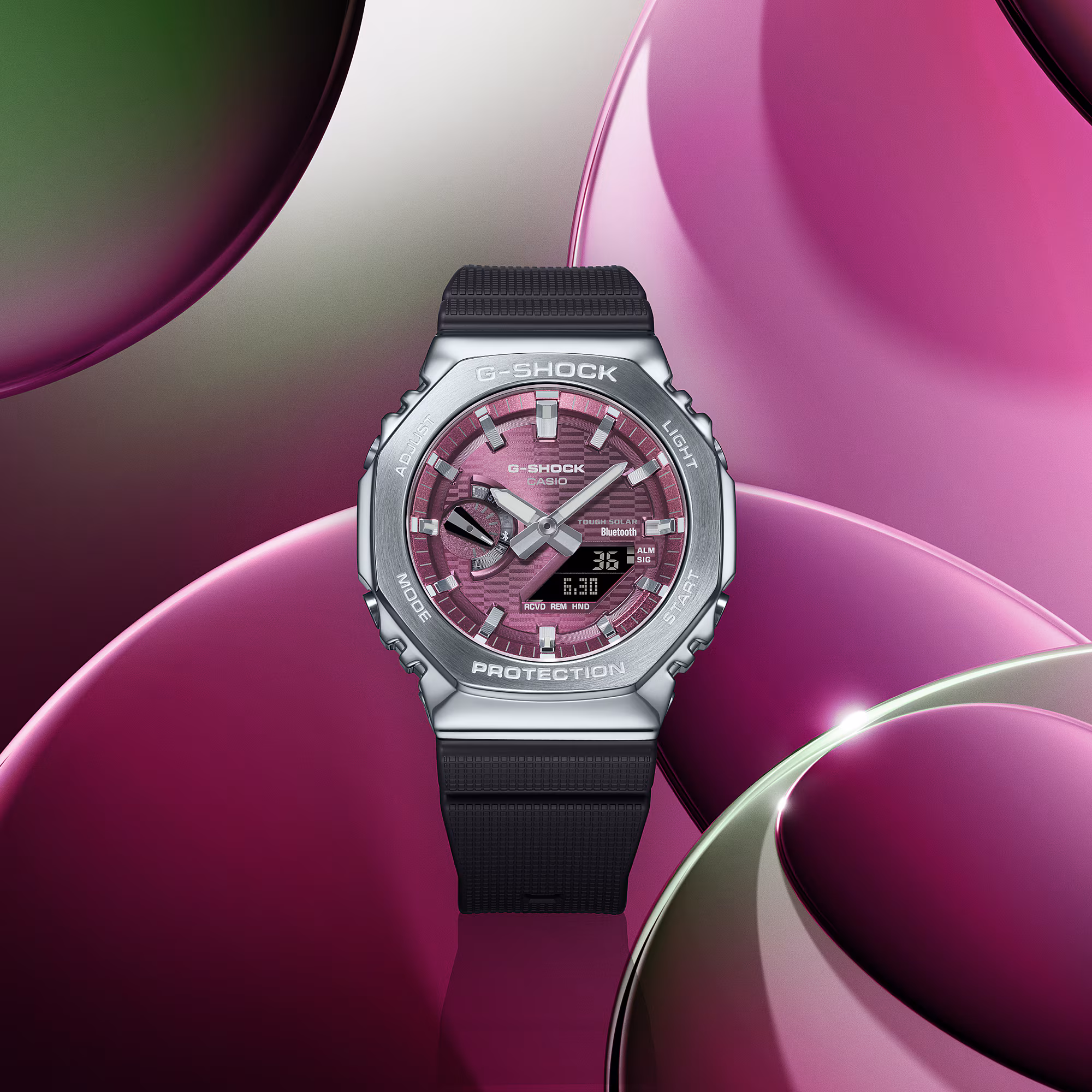 G-Shock G-Steel Protection Classic, Pink, Solar, 44mm Men's Watch GBM-2100A-4BER