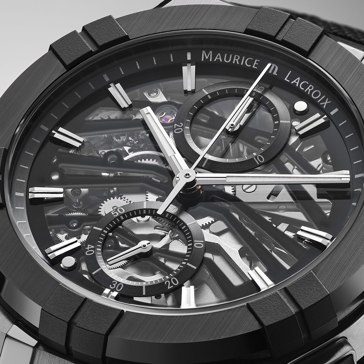Maurice Lacroix AIKONIC AUTOMATIC CHRONOGRAPH SKELETON men's watch AC8018-SSL20-030-2