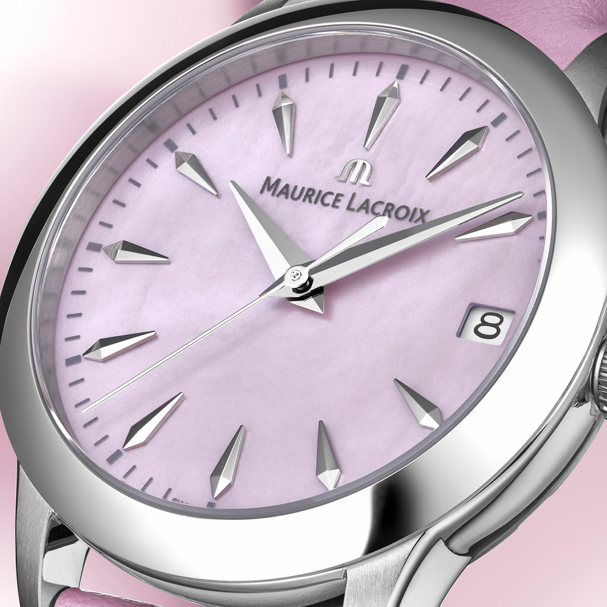 Maurice Lacroix 1975 Quartz 33mm, quartz movement, leather strap, pink ladies' watch 751006-SS001-560-6