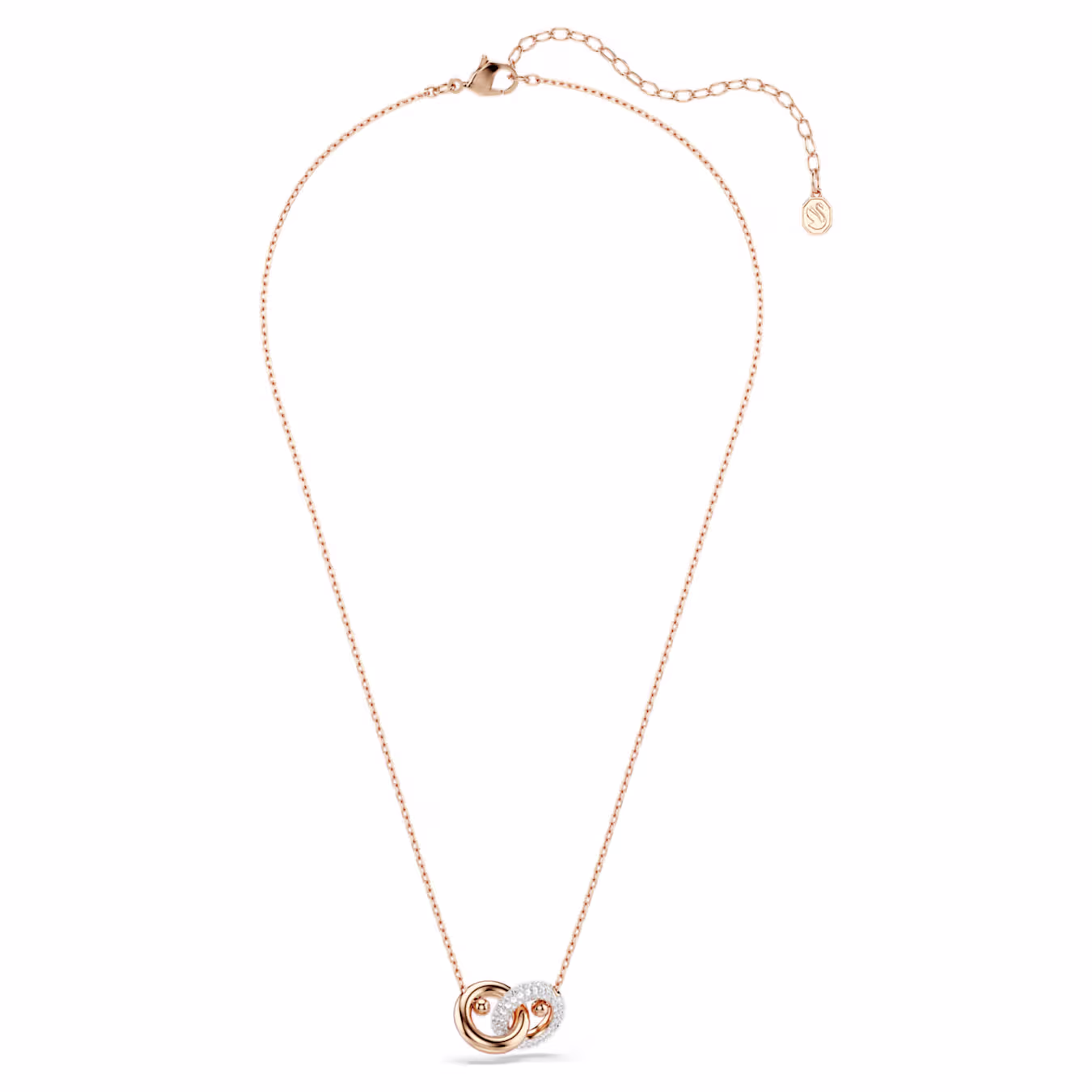 Swarovski Dextera pendant, round cut, white, rose gold alloy layer