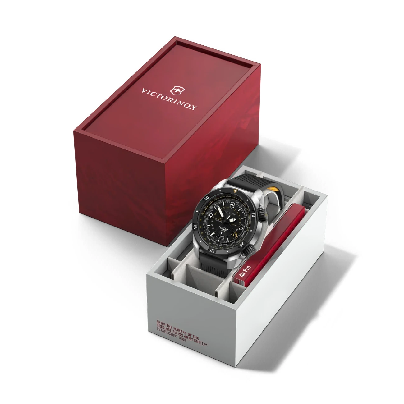 Victorinox Air Pro Automatic, black, rubber strap, 43mm men's watch 242005