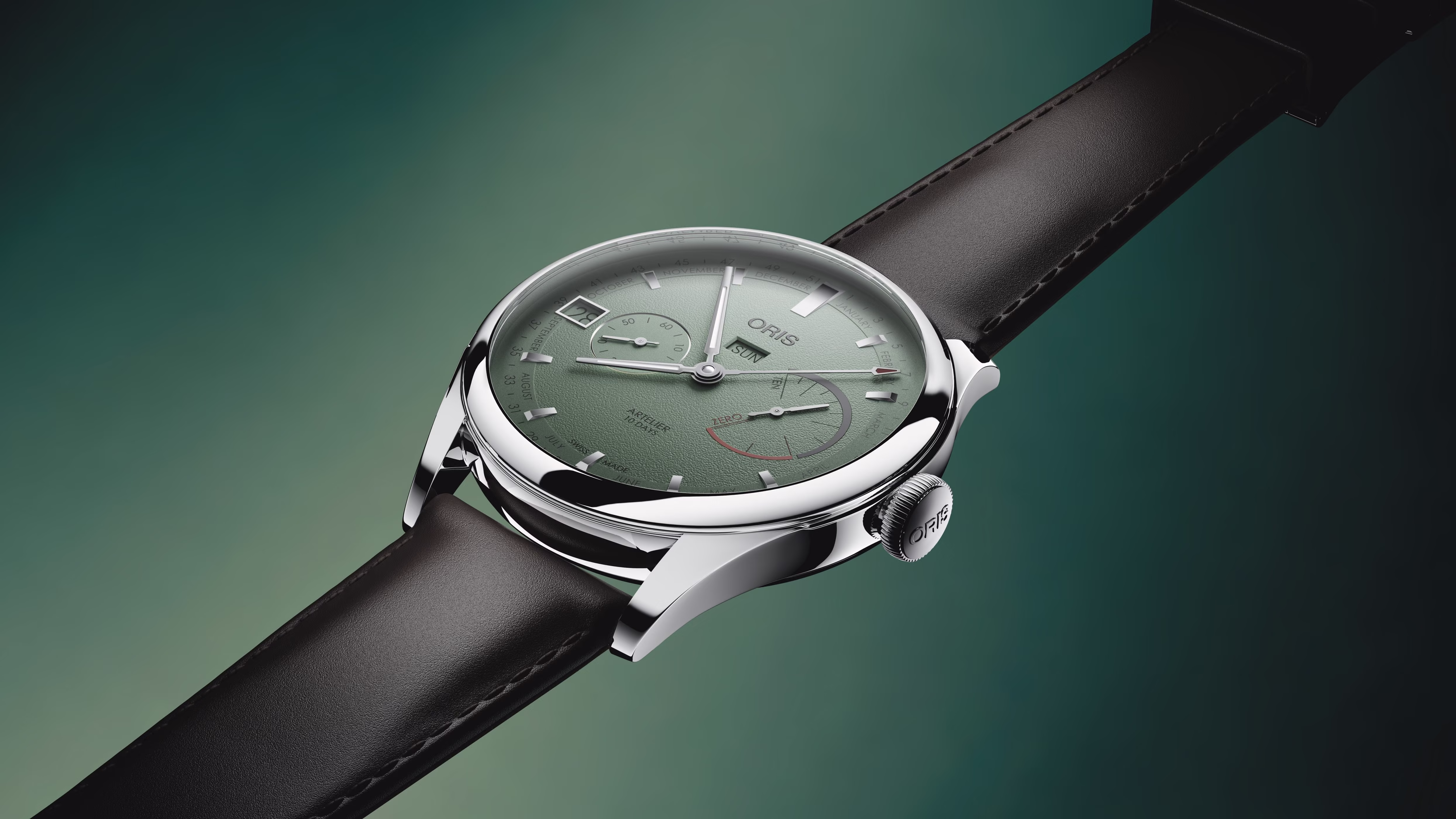 Oris Artelier Calibre 113, 43mm, leather strap, 10-day power reserve, green men's watch 01 113 7806 4057-07 5 22 96FC