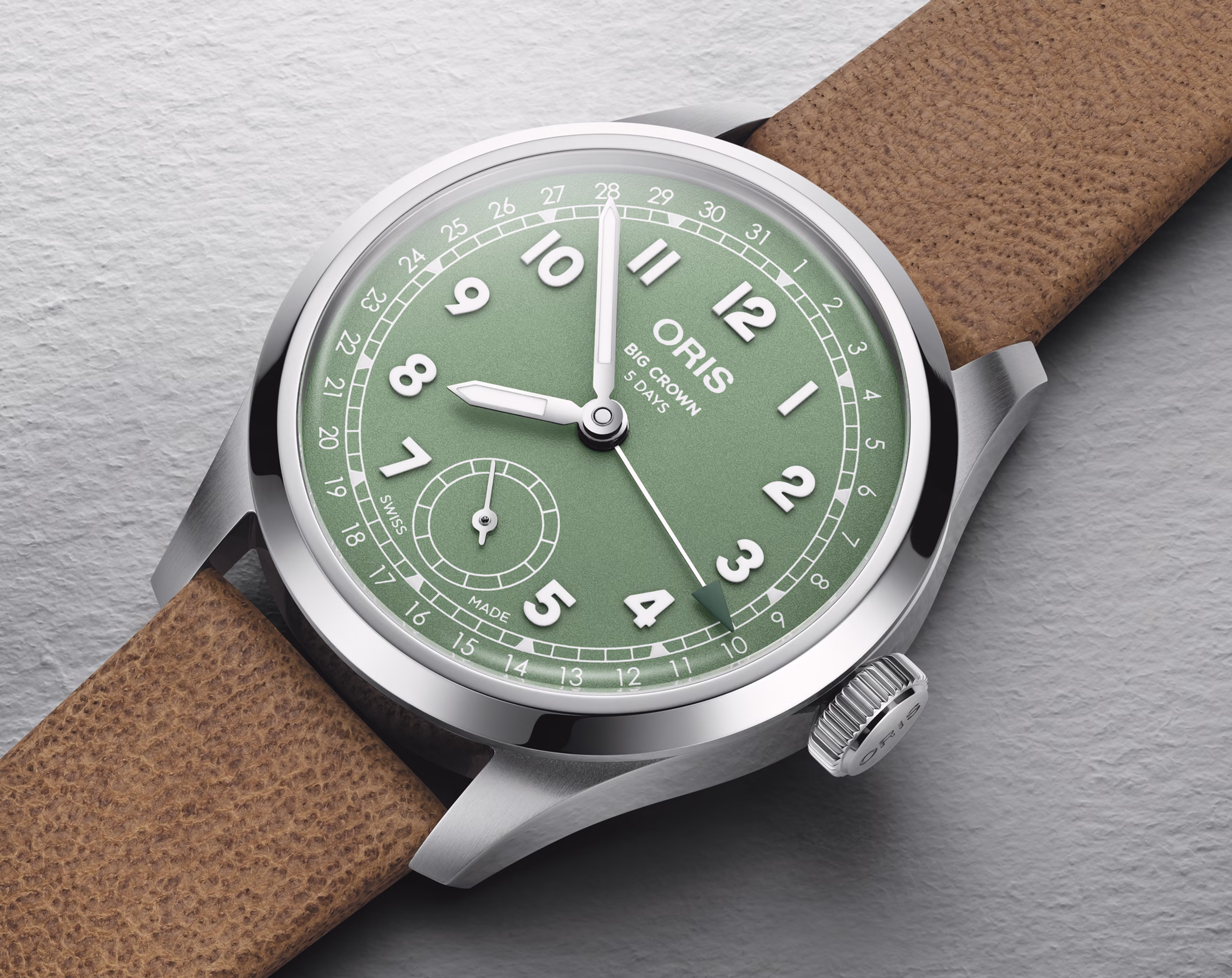 Oris Big Crown Pointer Date Calibre 403, 40mm, deerskin strap, green men's watch 01 403 7799 4067-07 6 ​​20 09FC
