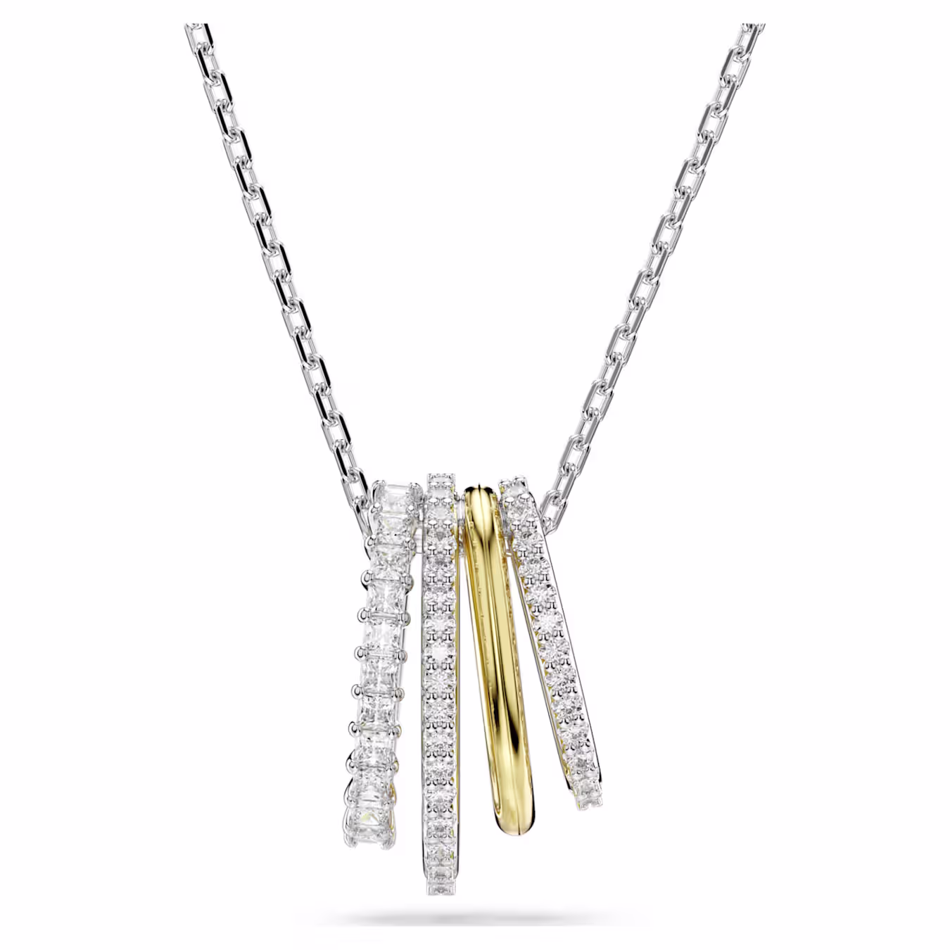 Swarovski Hyperbola pendant, various cuts, white, mixed metals