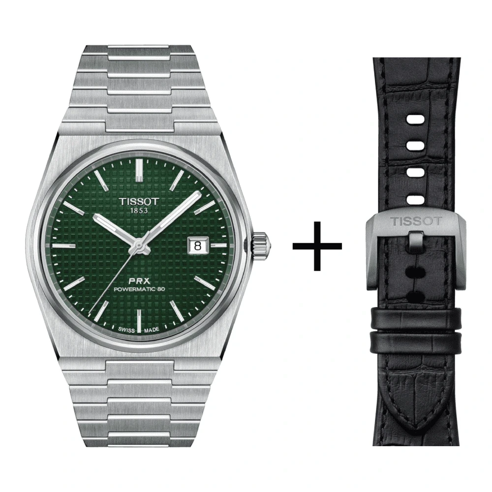 Tissot men's watch PRX Powermatic 80, T137.407.11.091.00 set with black leather strap