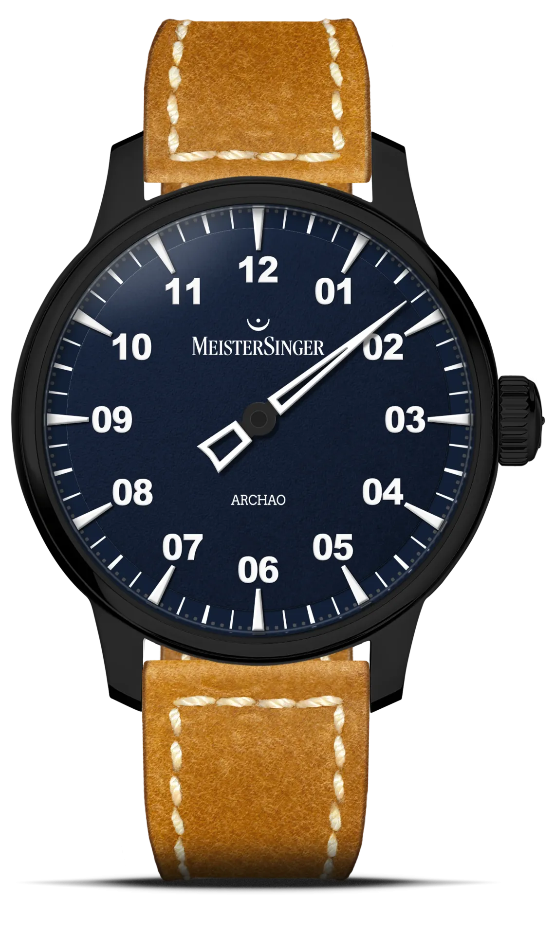 Meister Singer Archao DLC, Blue, Automatic movement, 43 mm, Leather strap Men's watch AR908BL