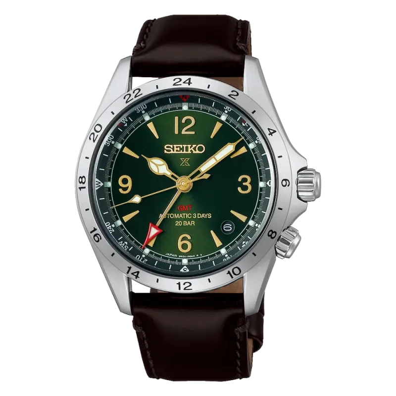 Seiko PROSPEX Automatic GMT 39.5mm Leather Strap, 72 Hour Power Reserve Men's Watch HBC007J1