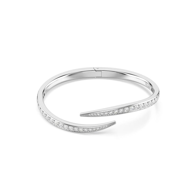 Swarovski Vienna Armreif, Rundschliff, Schwan, Weiß, Rhodiniert, Größe M