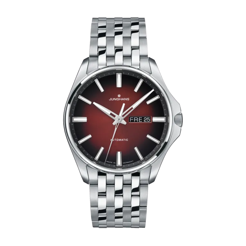 Junghans Meister S Automatic, 44mm, dark red dial with effect lacquer, men's watch 27/4616.44