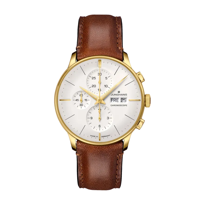 Junghans Meister Chronoscope, automatic movement, brown leather strap, men's watch 27/7620.02