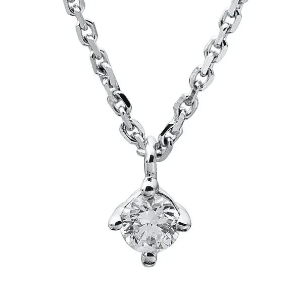 Solitaire necklace 585 white gold 14kt 0.1ct