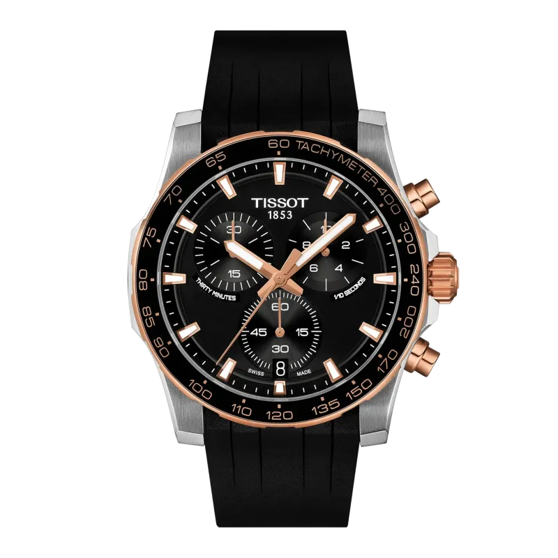 Tissot Supersport Chrono 42mm, quartz movement, nitrile rubber strap, black men's watch T125.417.27.051.00