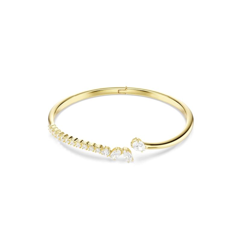 Swarovski Mesmera Armreif, Verschiedene Schliffe, Weiß, Goldlegiert, Größe M