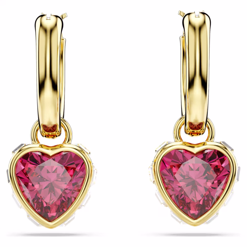 Swarovski Chroma Drop-Ohrhänger Herz, Rot, 18k vergoldet