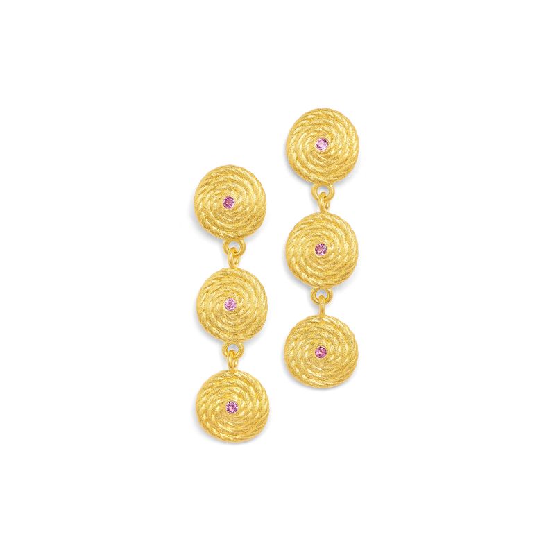 Bernd Wolf Triliana earrings design line Liana, pink tourmaline, 24-carat gold-plated 1571001116