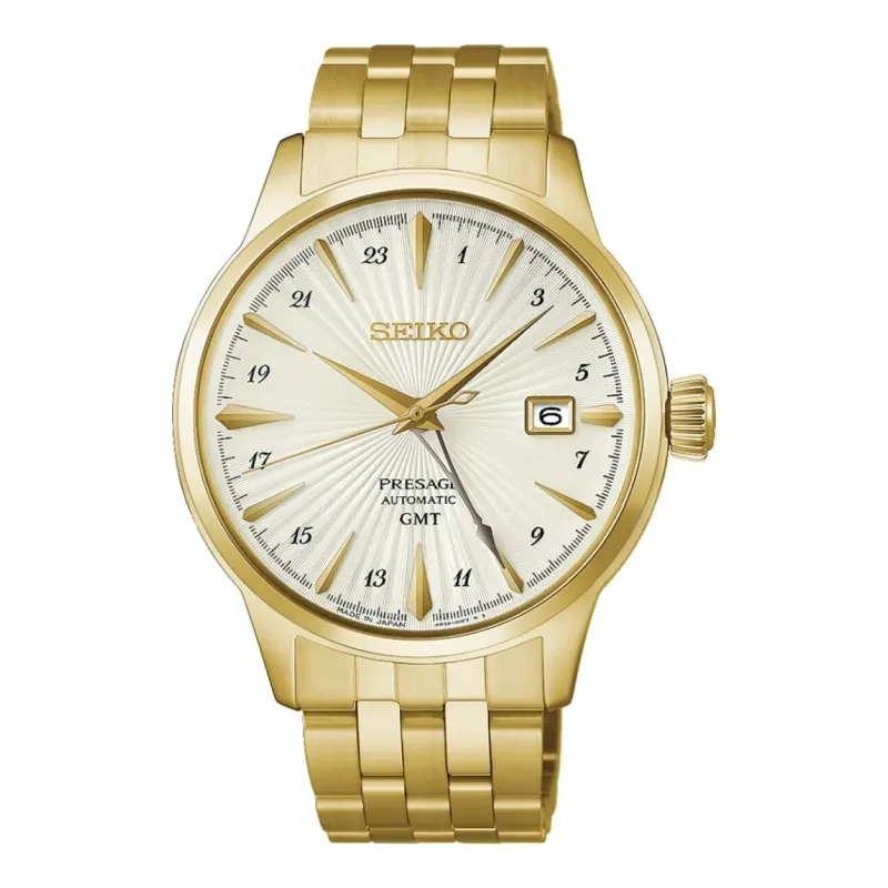 Seiko Presage Cocktail Time GMT Automatic 40 mm Steel Bracelet Silver Mens Watch HCB004J1