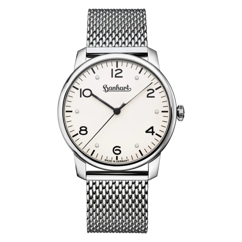 Hanhart Silva White 38.5 mm Milanese Bracelet Silver Men's Watch 782.250-9428