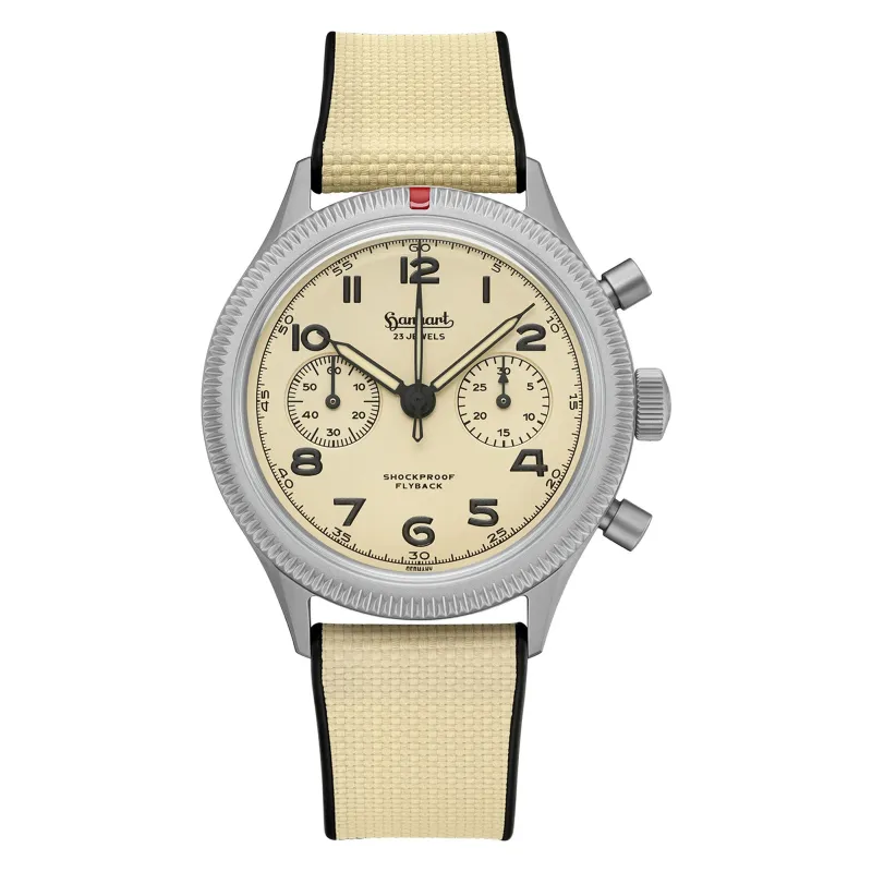 Hanhart 417 TI Desert Pilot 42 mm Rubber Strap Sand Men's Watch H721L.250-1715