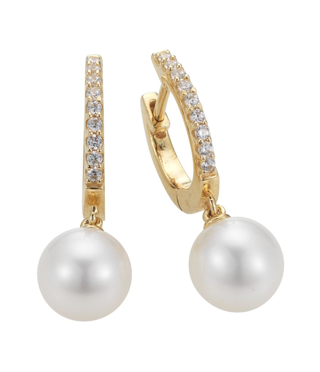 Adriana hoop earrings silver gold-plated with freshwater pearls and zirconia G9-90