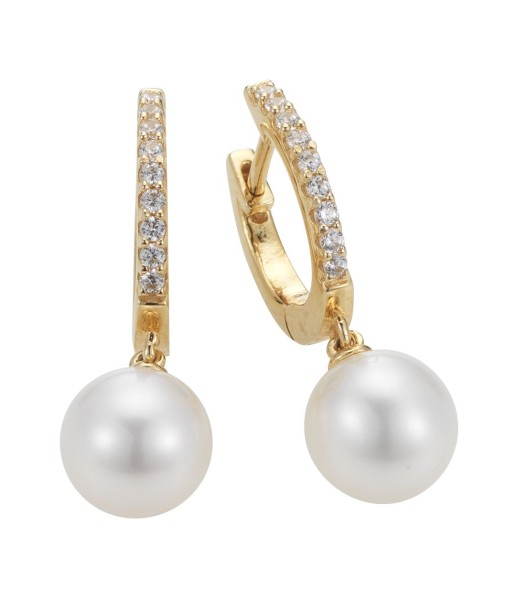 Adriana hoop earrings silver gold-plated with freshwater pearls and zirconia G9-90