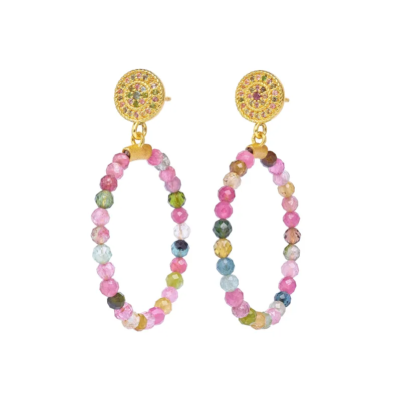 Bernd Wolf Rondelas earrings design line Cleopatra, tourmaline, 24-carat gold-plated 1530013926