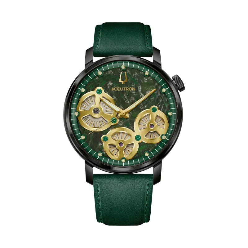 Bulova Accutron Spaceview Evolution Forged Carbon Green Mens Watch 28A210