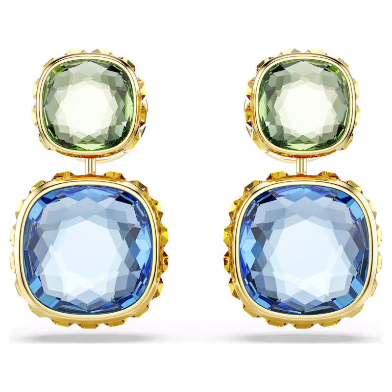 Swarovski Chroma Drop-Ohrhänger Kissenschliff, Mehrfarbig, 18k vergoldet